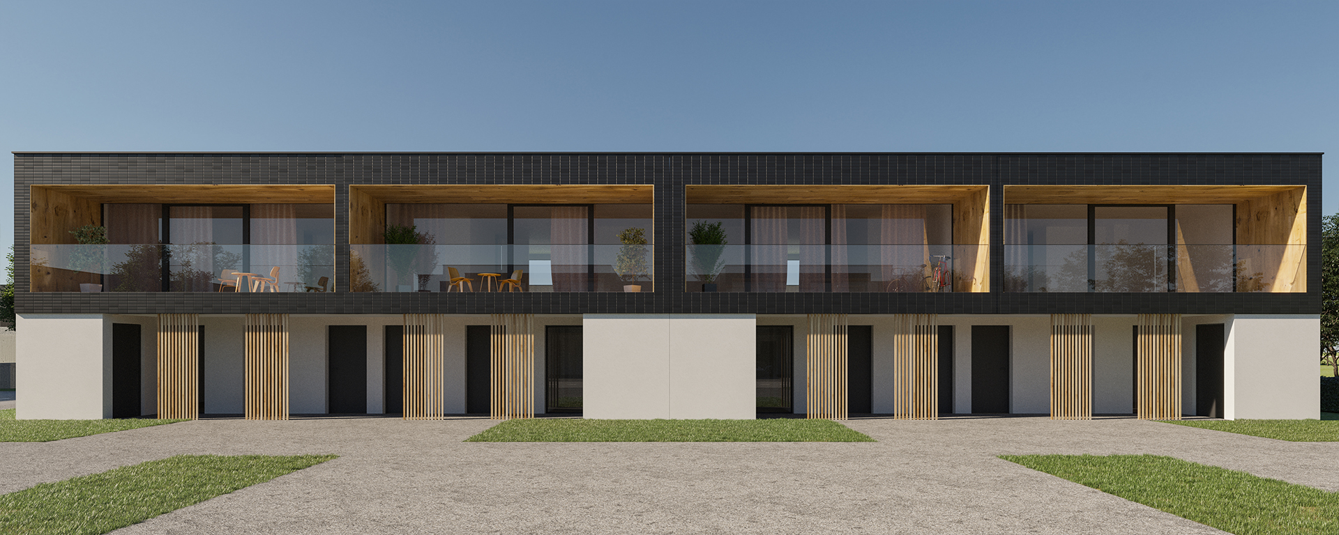 apartamenty z ogrodem lub balkonem, wizualizacja