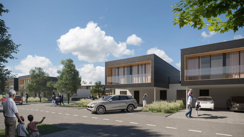 wizualizacja osiedla z mieszkańcami