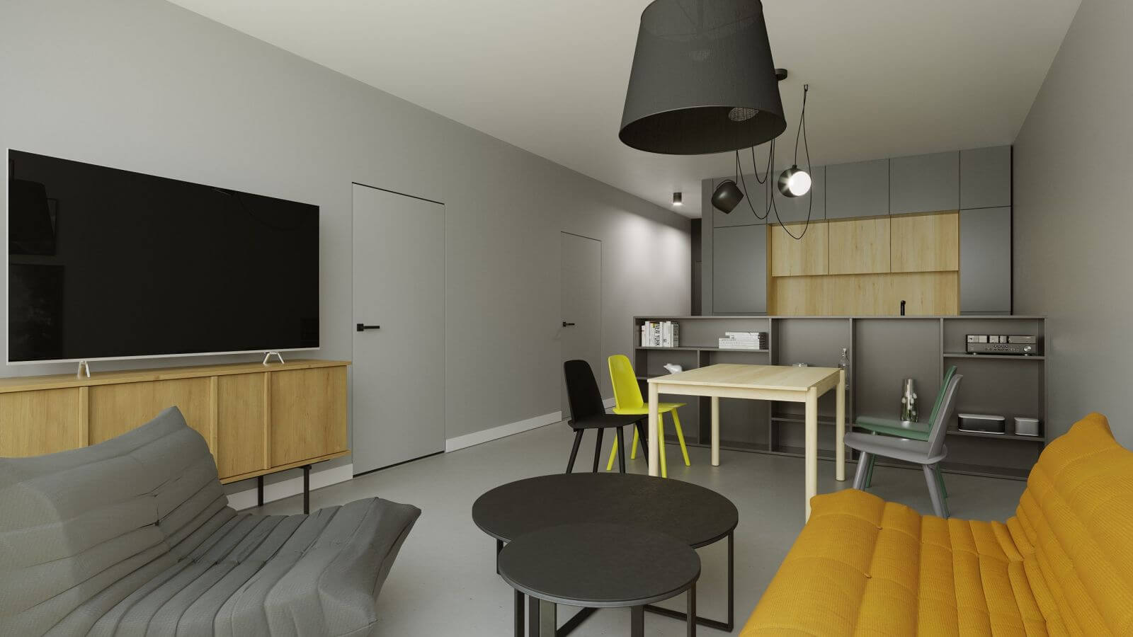 wizualizacja salonu w domu/apartamencie